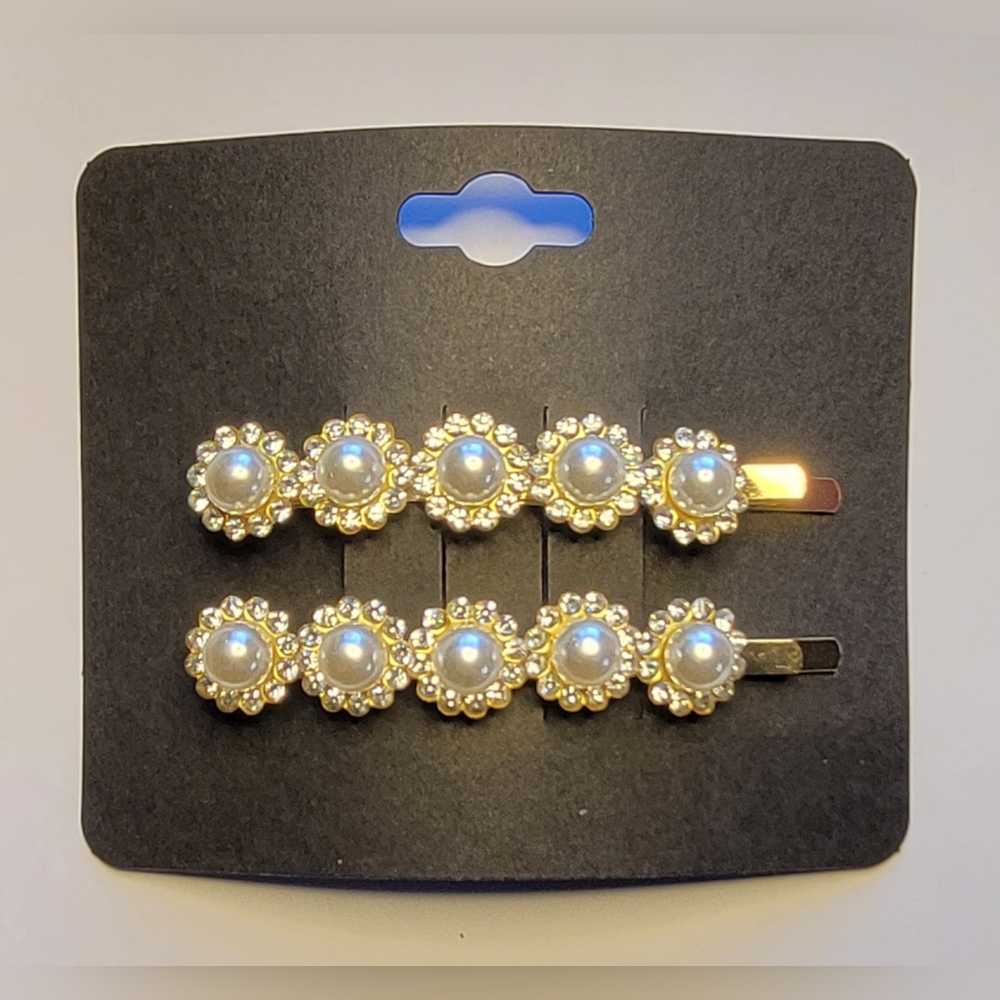 MYNAH & PAPAYA BRIDAL PEARL & RHINESTONE HAIR PIN SET MULTIPLE COLORS AVAILABLE